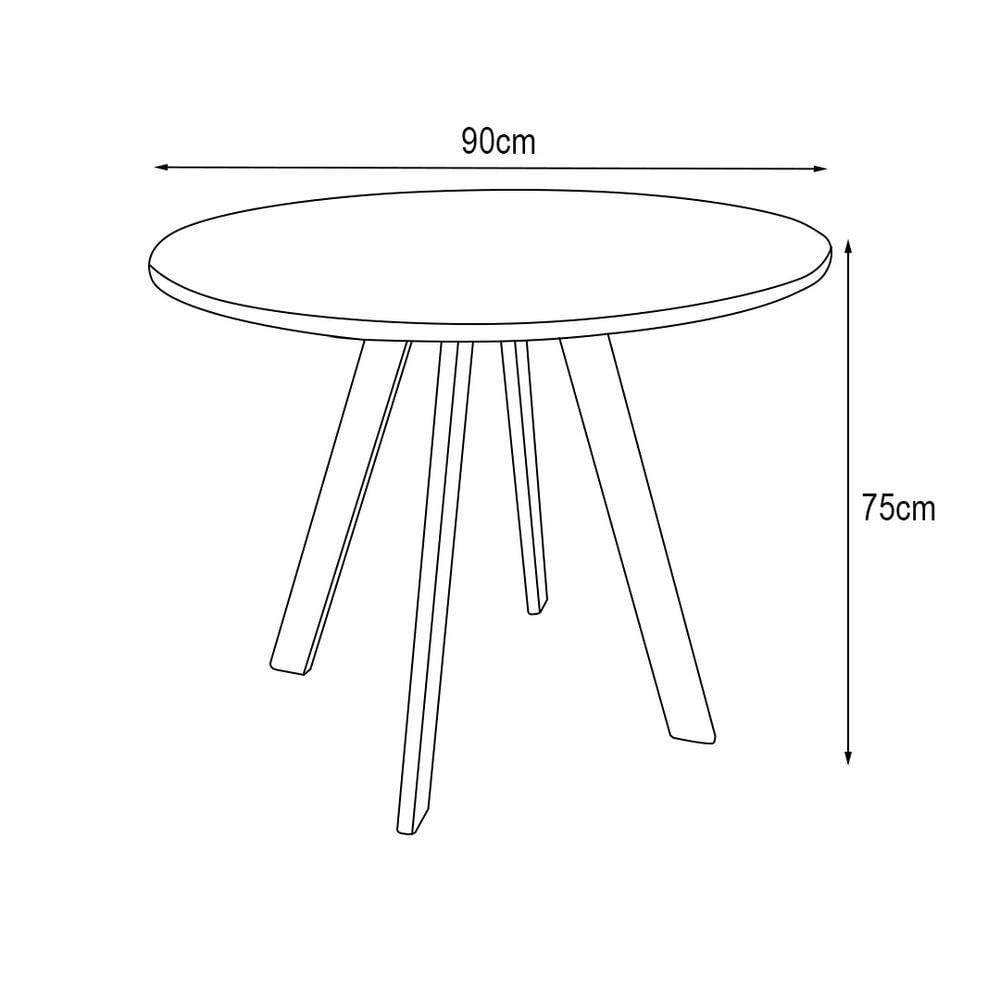 Miniatura Jogo De Mesa Eiffel Industrial 90 Cm Com 4 Cadeiras Detroit Madeira Maciça Natural E Ferro Preto Marrom