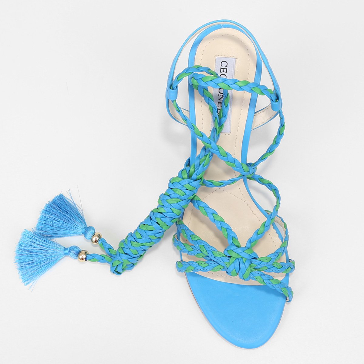 Miniatura Sandália Cecconello Salto Bloco Tressê Feminina Azul - 37