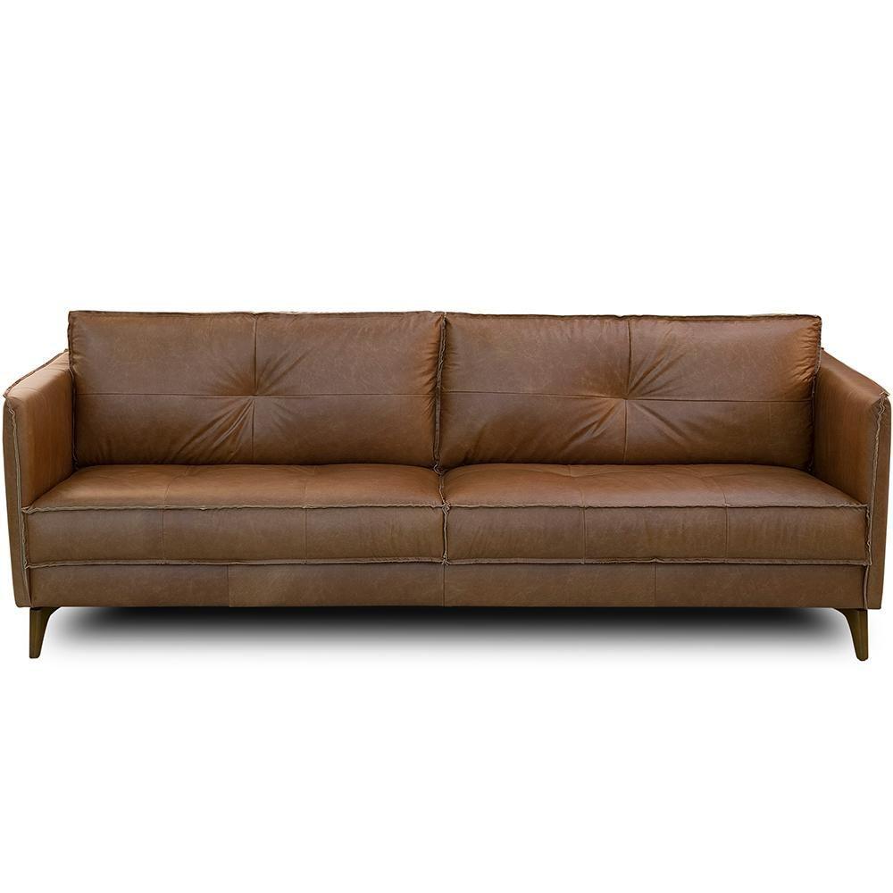 Sofá 3 Lugares Para Sala De Estar Living 244cm Oásis T03 Couro Soft Mel - Lyam Decor