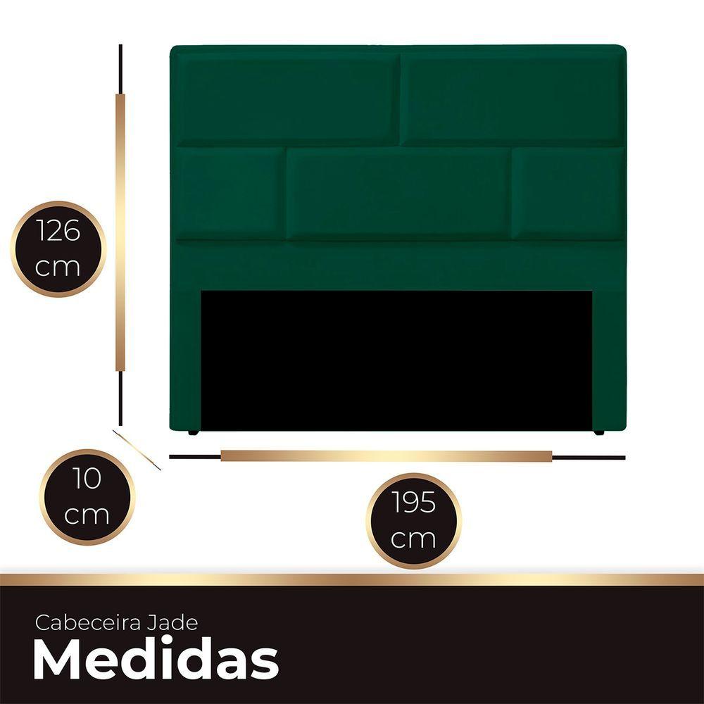 Miniatura Cabeceira Casal King Size Estofada Para Cama Box Jade Veludo Cor Verde Esmeralda