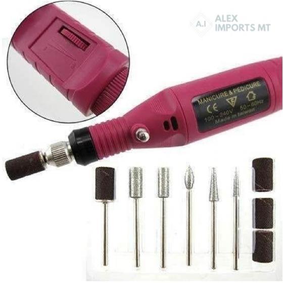 Miniatura Lixa Elétrica Manicure Licha Rosa Unha Gel Fibra