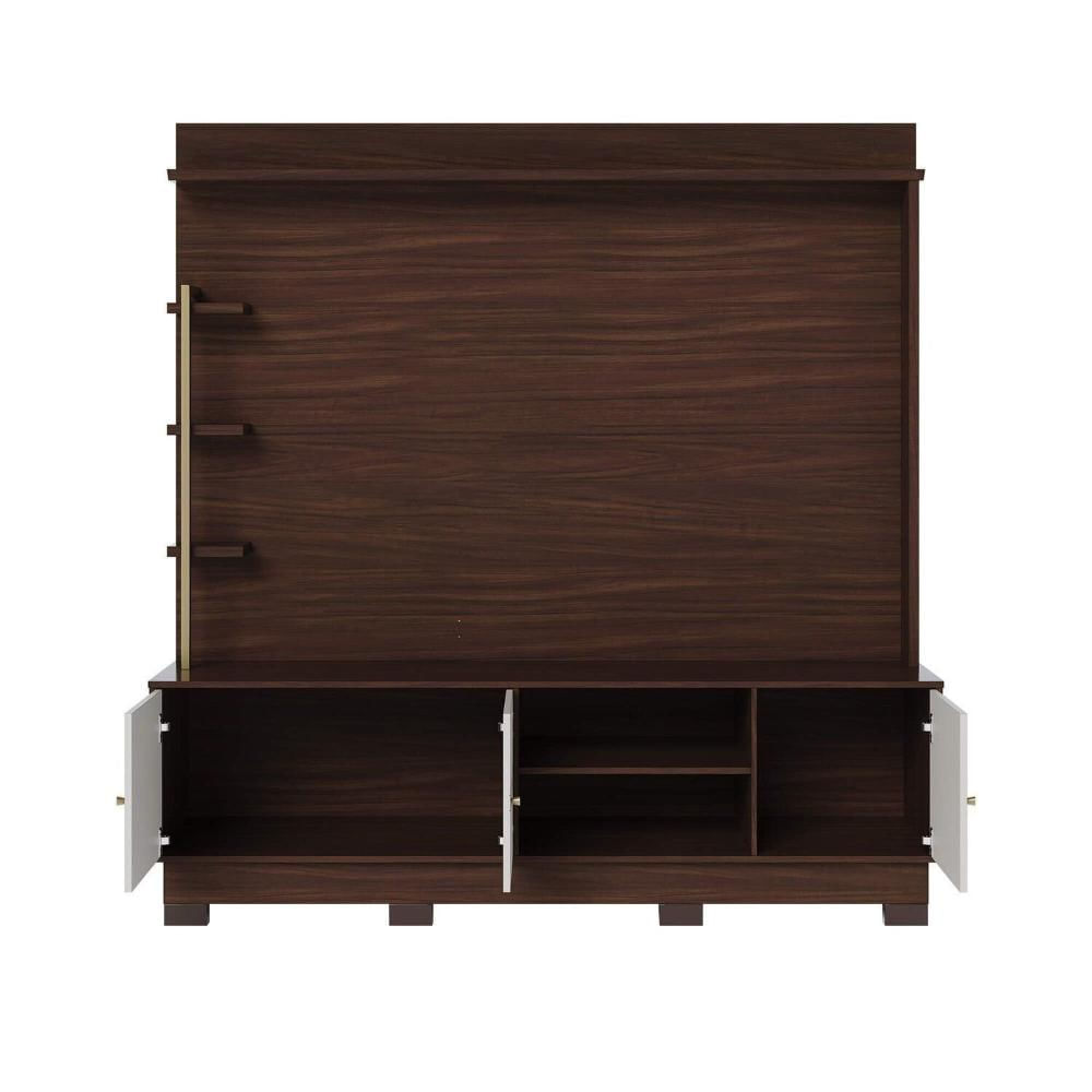 Home Theater 180 Cm para Tv até 70 Polegadas com 3 Portas Paraná Nogueira Real/Off White Matte