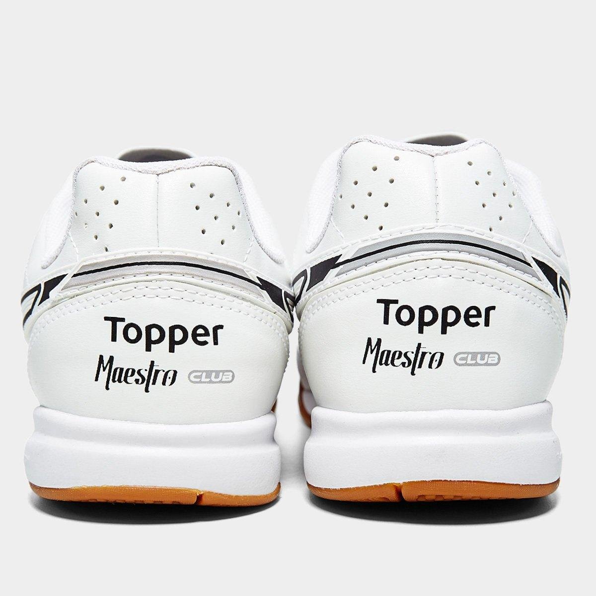 Miniatura Chuteira Futsal Topper Maestro Club V Unissex Branco+Preto - 37