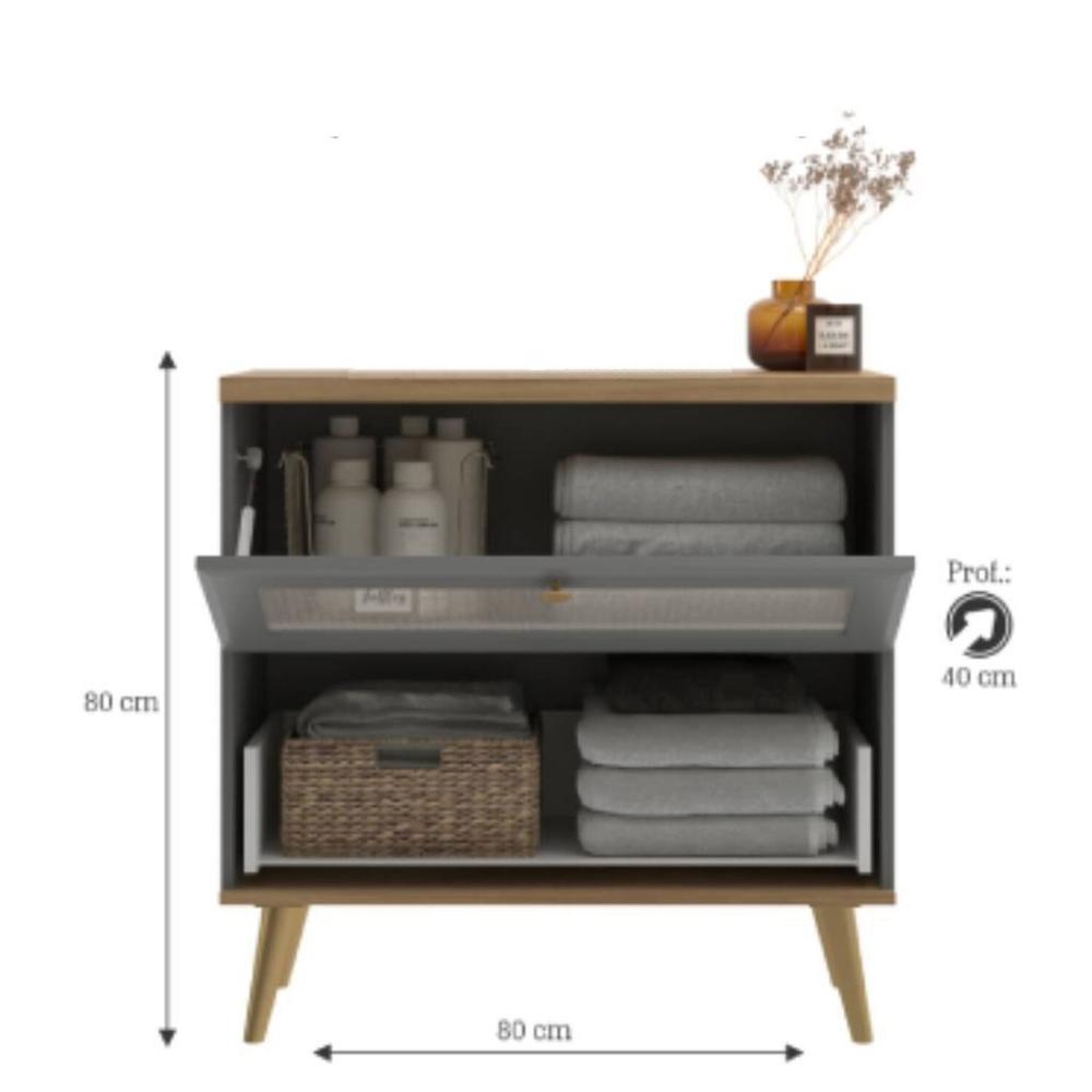 Miniatura Gabinete de Banheiro 80cm com Cuba Ref 800 Cinza /Itapuã
