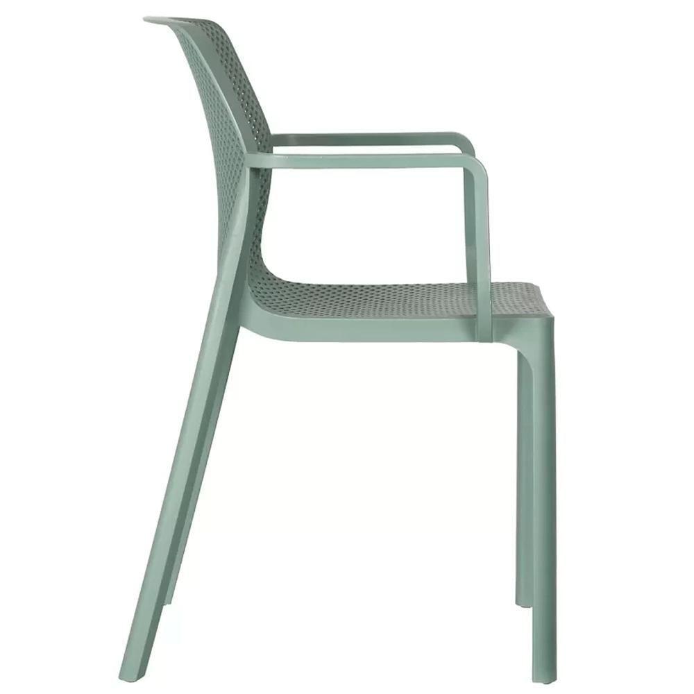Miniatura Kit 4 Cadeiras Com Braços Empilhavel Inmetro Sardenha Vega Fratini Polipropileno Verde Aloe