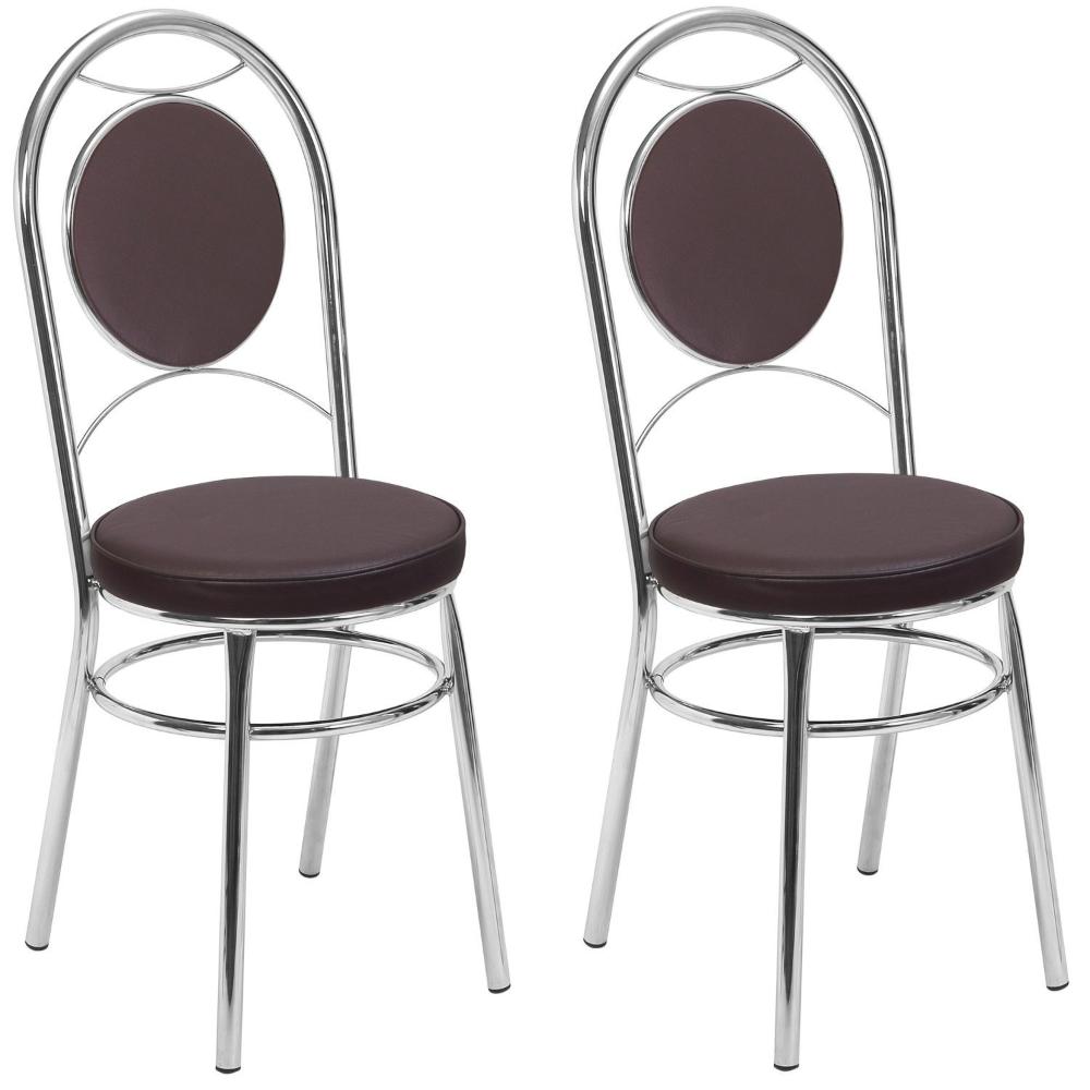 Miniatura Kit 2 Cadeiras Cromadas CC10 A109 Debrum Cromado/Marrom