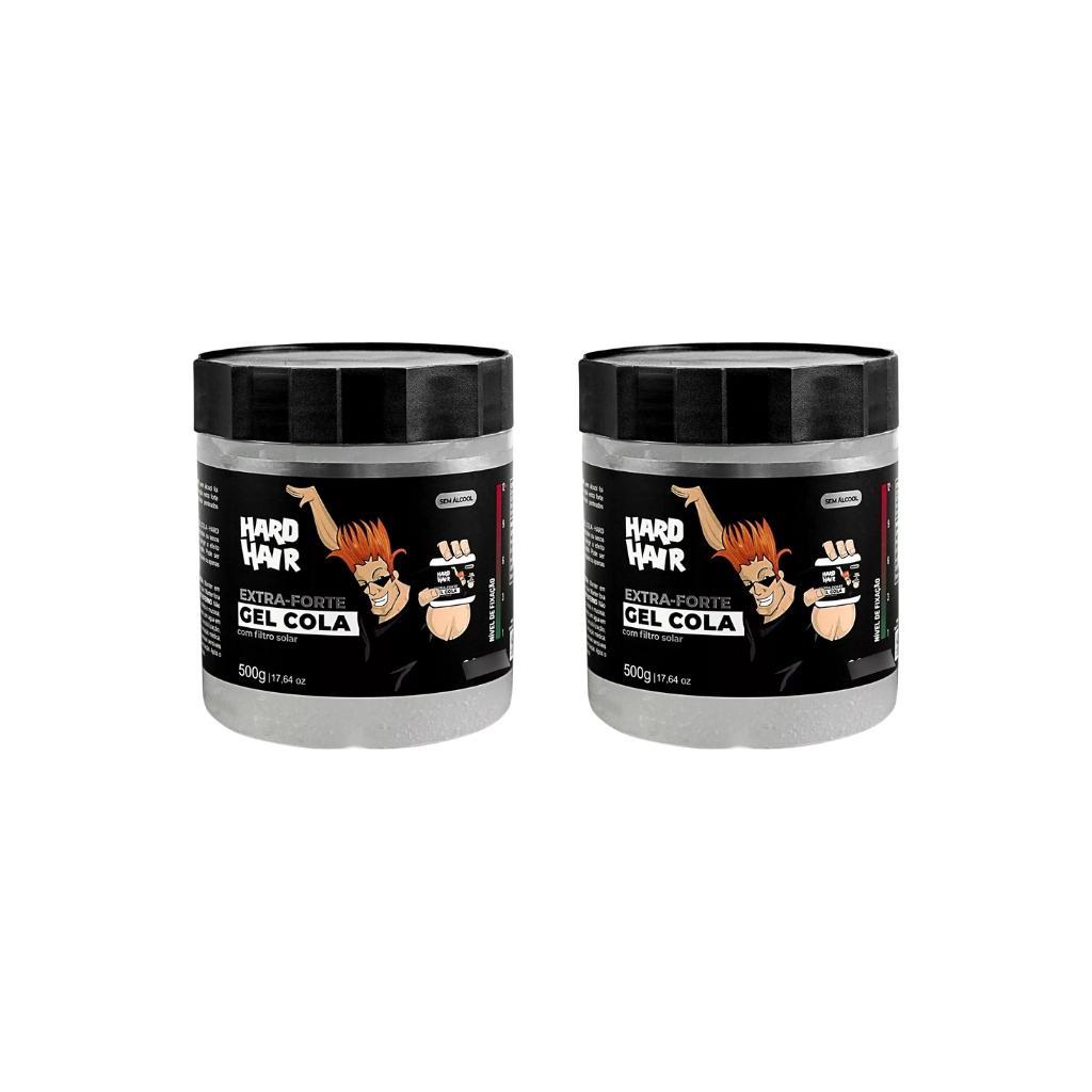Miniatura Gel Cola Fixador Hard Hair Incolor 500G-Kit C/2Un