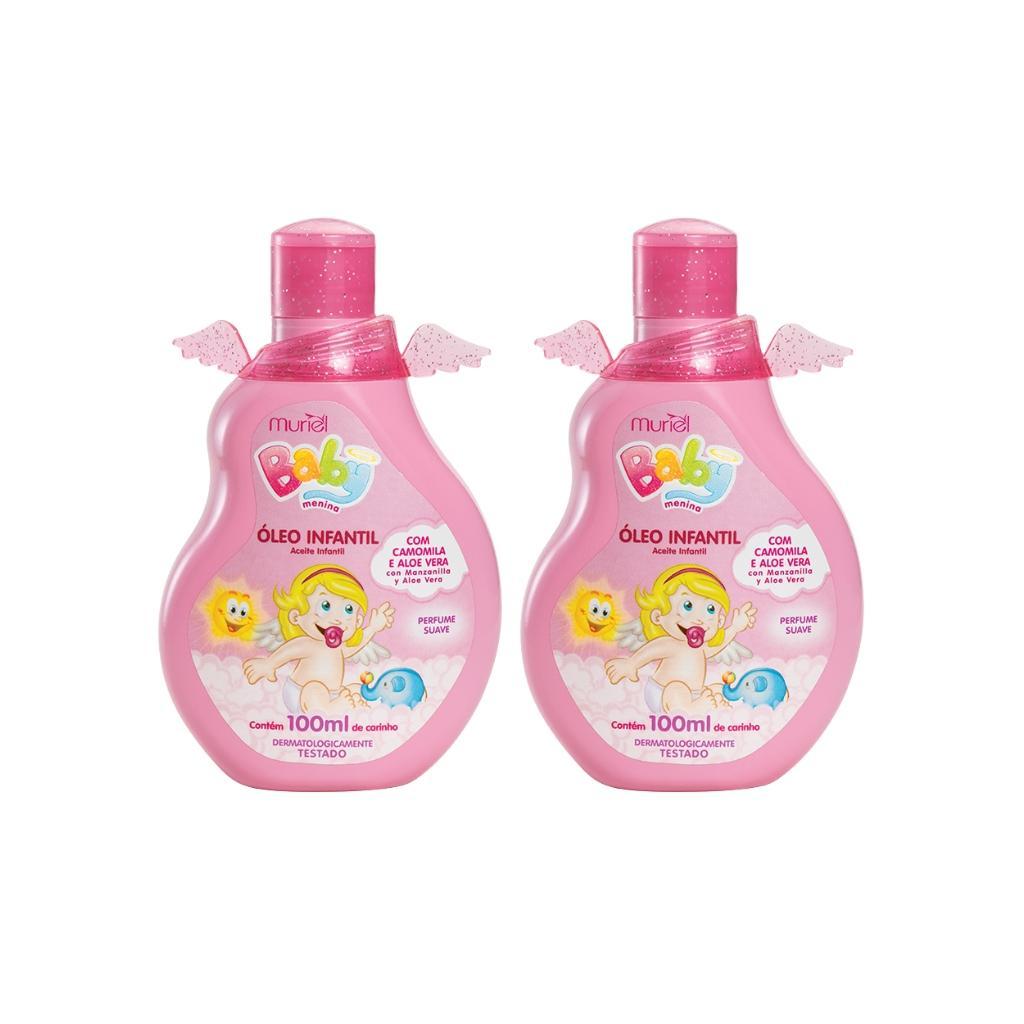 Miniatura Oleo Corporal Muriel Baby 100Ml Rosa - Kit Com 2Un