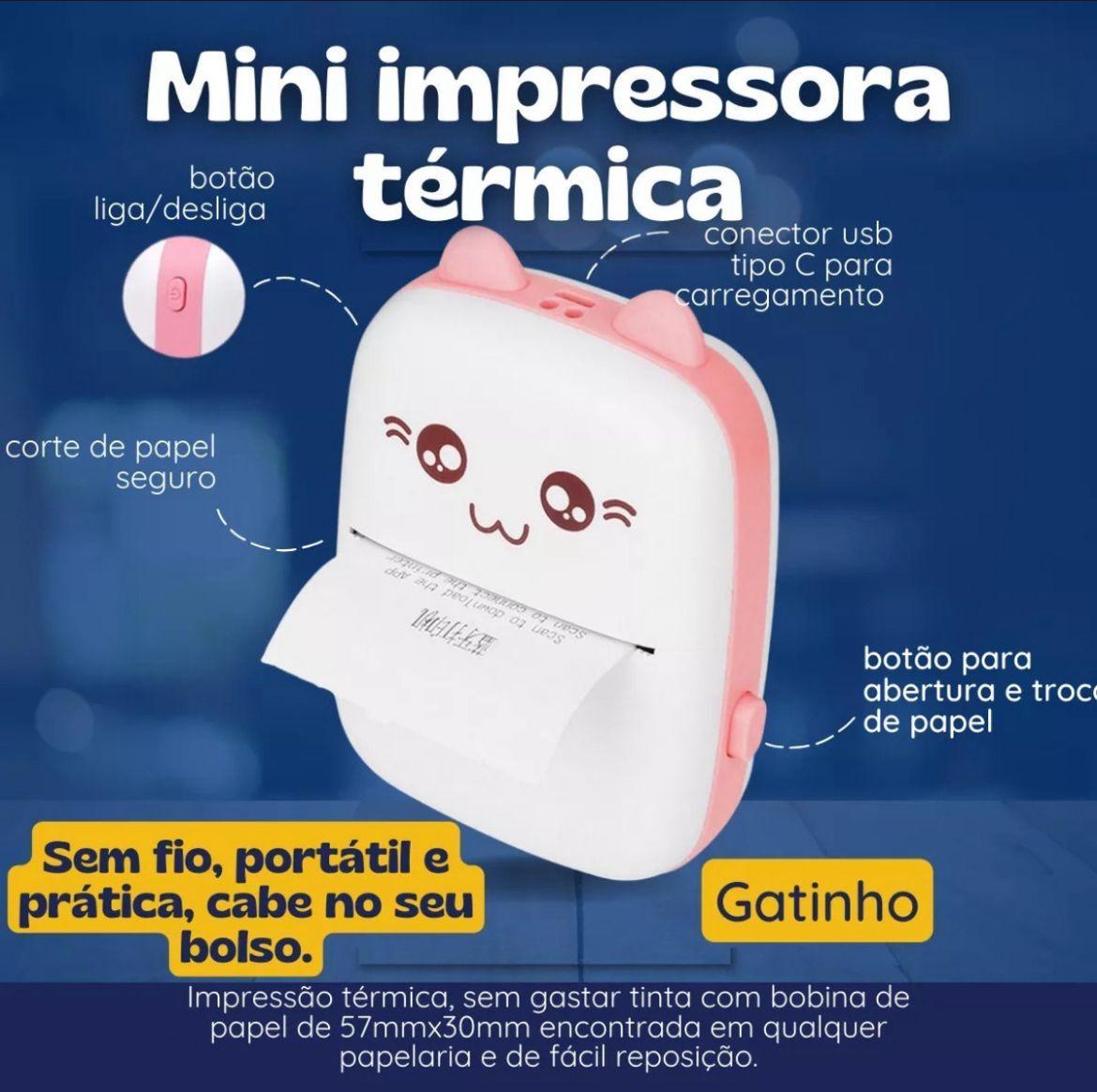 Mini Impressora Premium Termica Recarregavel Portatil Printe