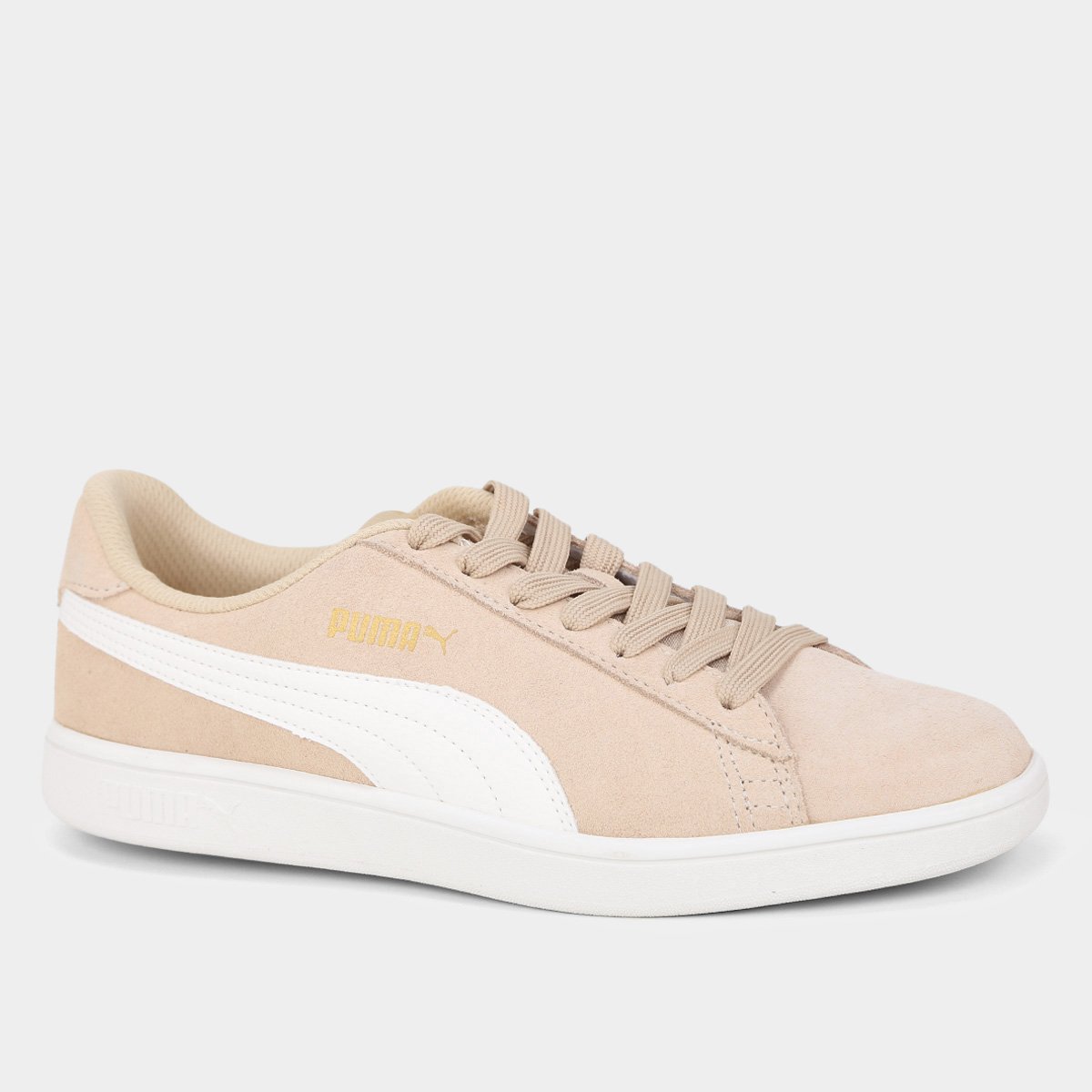 Miniatura Tênis Puma Smash v2 BDP Feminino Bege+Branco - 34