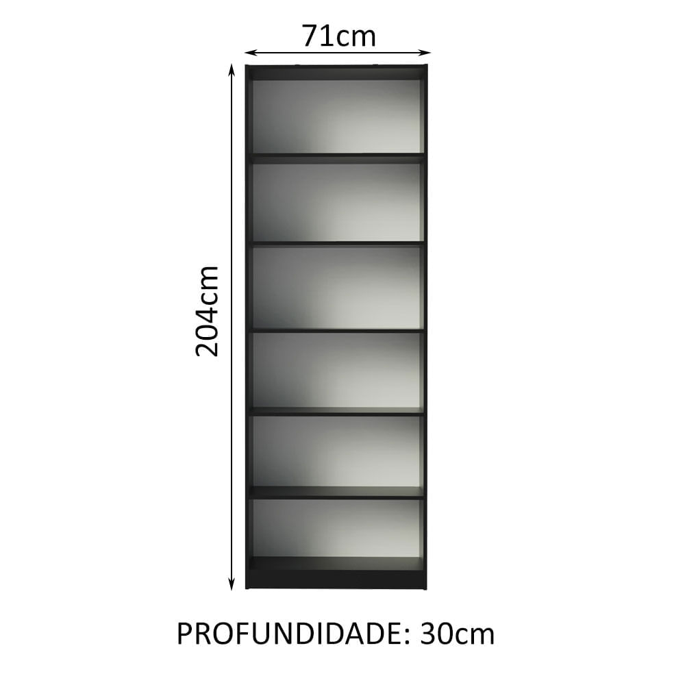 Miniatura Estante Livreiro Madesa 6908 com 6 Nichos Preto Cor:Preto