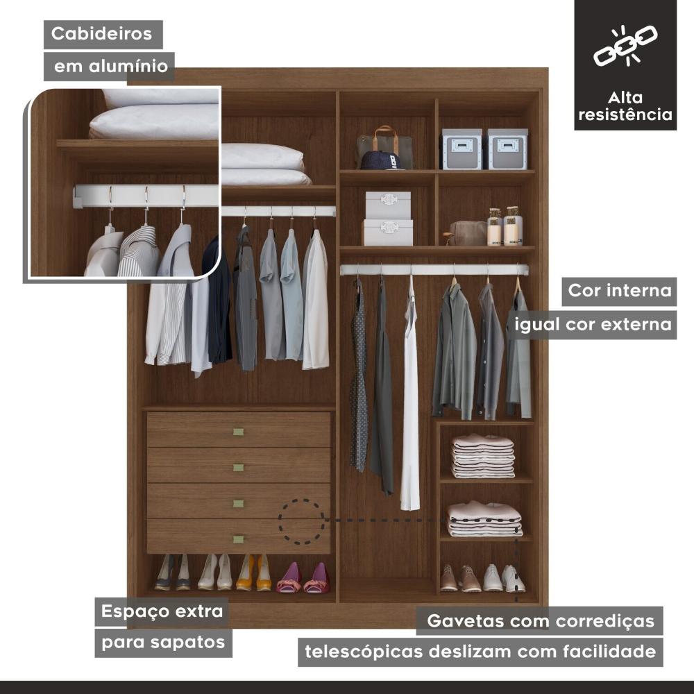 Guarda-roupa Casal 4 Portas 4 Gavetas Eloa Cacau