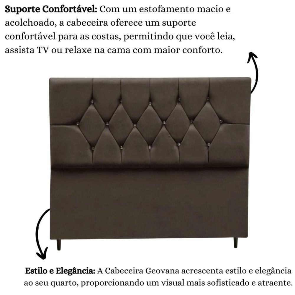 Miniatura Cabeceira Cama Box Estofada Queen 160 Cm Geovana Suede Marrom