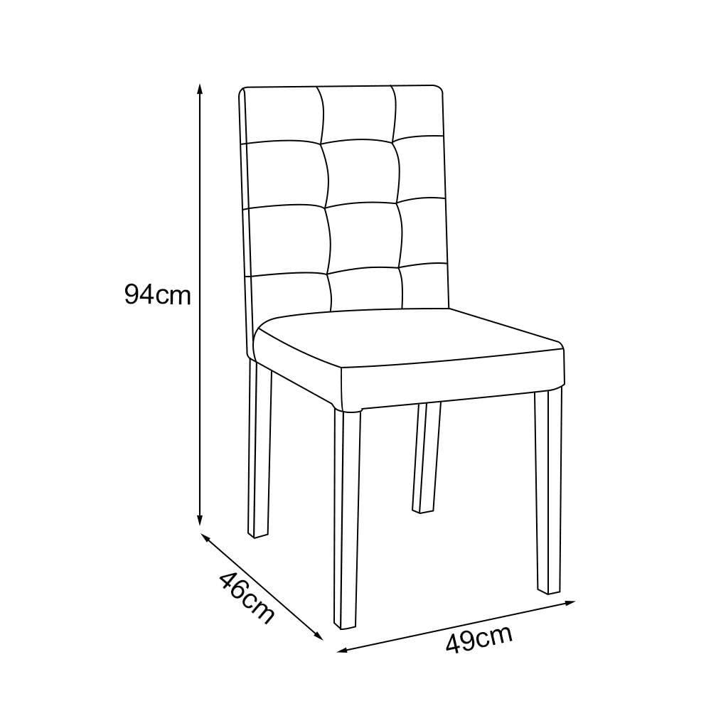 Miniatura Kit 6 Cadeiras De Jantar Estofadas Veludo Bege Paula Base Madeira Maciça - Cor: Bege