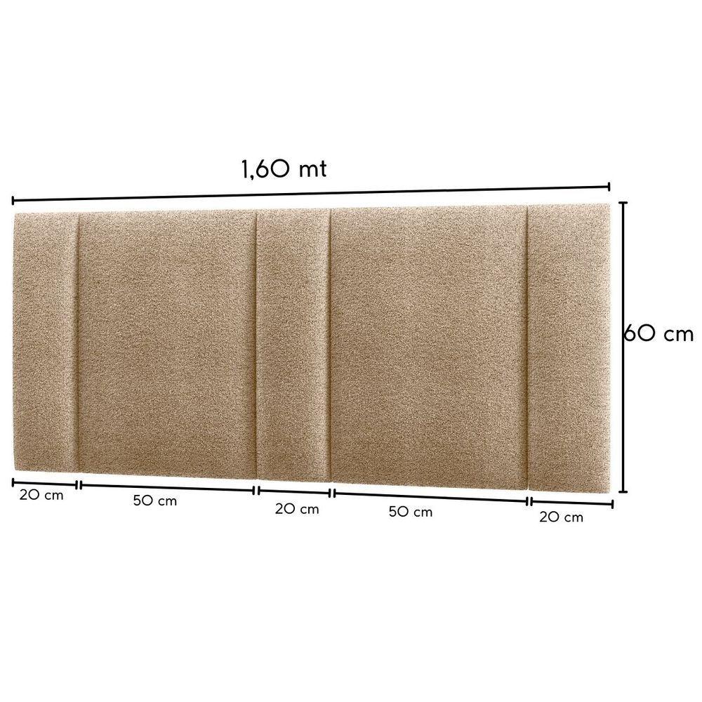 Cabeceira Estofada Iluminação Led Stella Cama Queen Size 160cm Buclé Bege