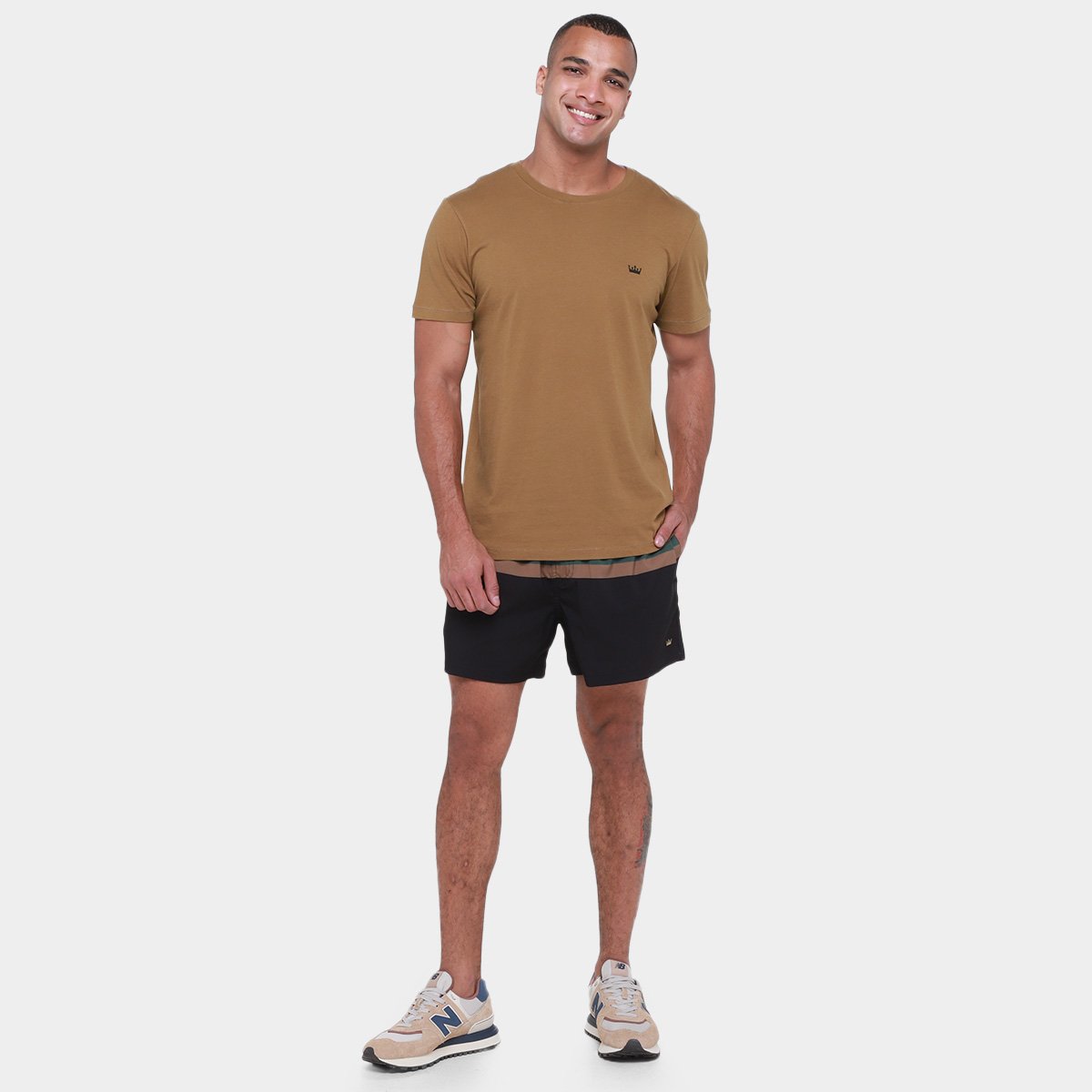 Miniatura Bermuda Osklen Beach Short Riva Masculina Verde+Preto - G
