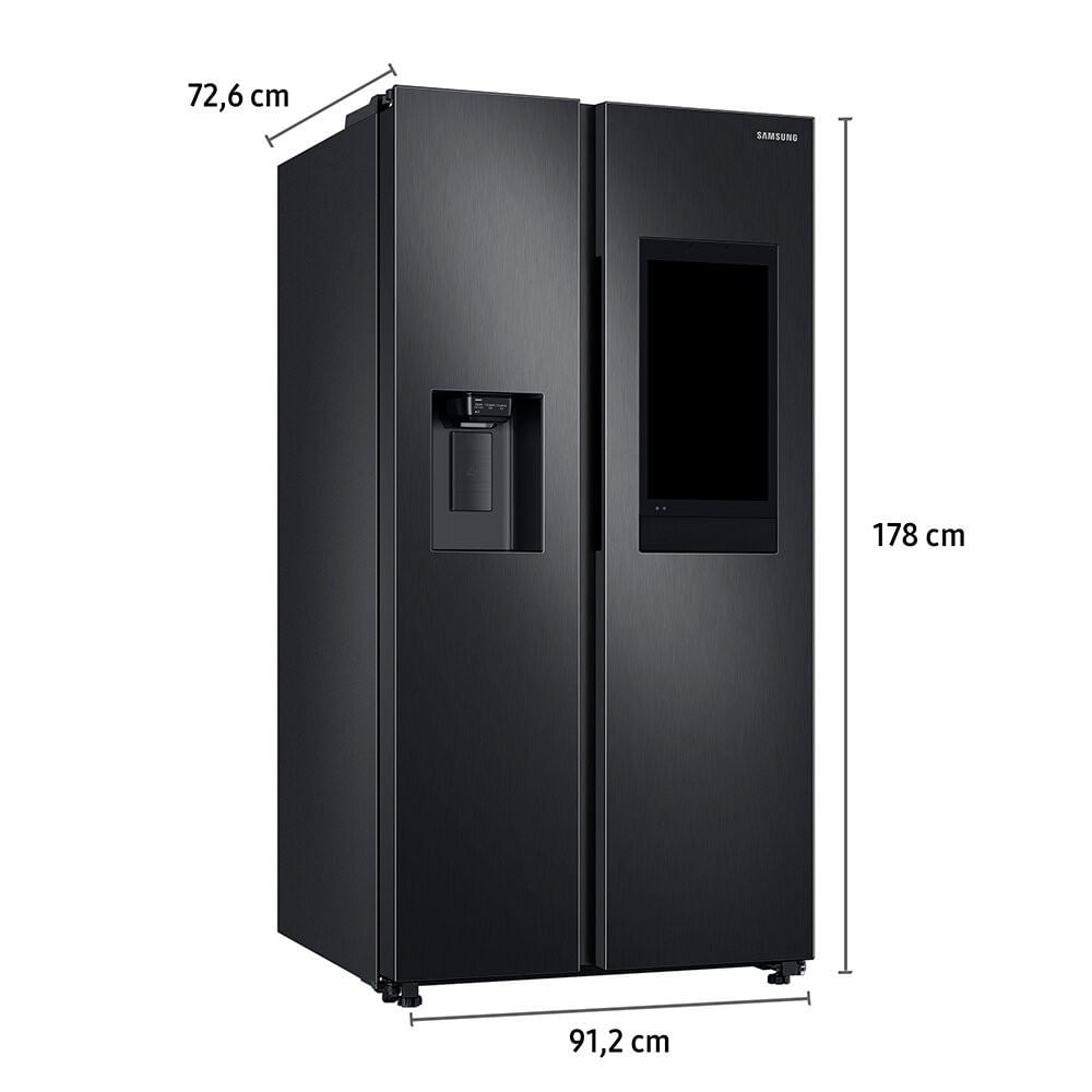 Miniatura Geladeira Samsung Side By Side Family Hub 585 Litros - RS58 Black Inox Look - 110V