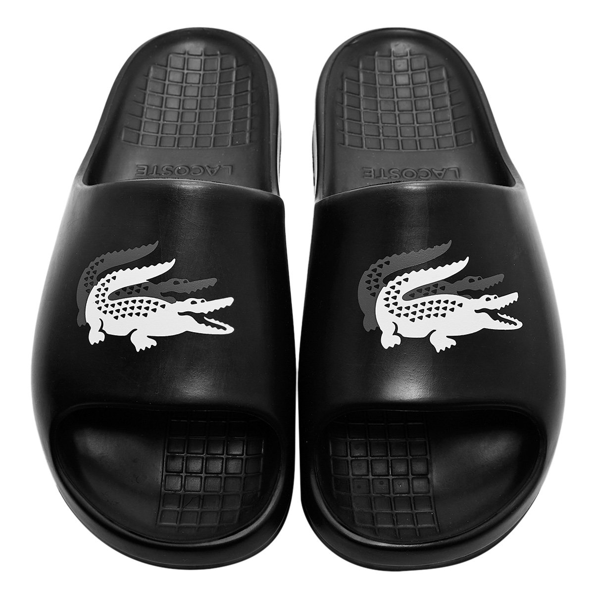 Miniatura Chinelo Slide Lacoste Server Feminino Preto+Branco - 33
