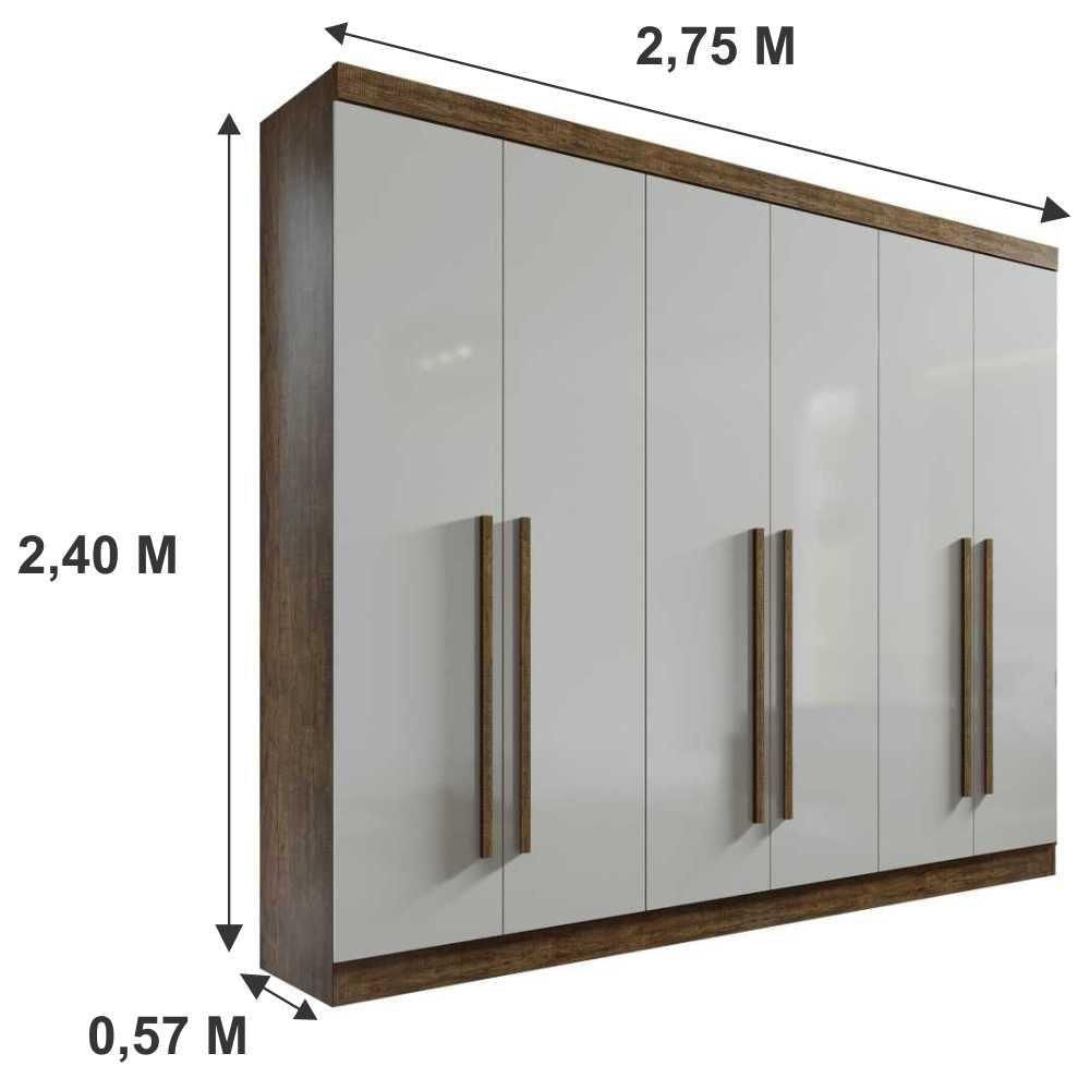 Miniatura Guarda Roupa Da Vinci Plus 6 Portas 6 Gravetas 100% Mdf D'doro Cor:ipê Off