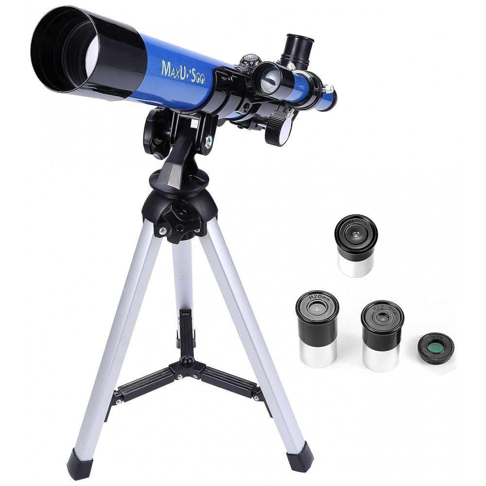Miniatura Telescópio Astronômico 400x com 3 Oculares de Ampliação e Espelho da Lua, MaxUSee, Azul