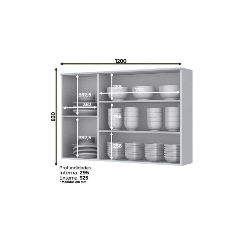 Cozinha Modulada Henn Americana 5pçs (2 Armários 1 Balcão 1 Paneleiro 1 Complemento) C5P14 Branco