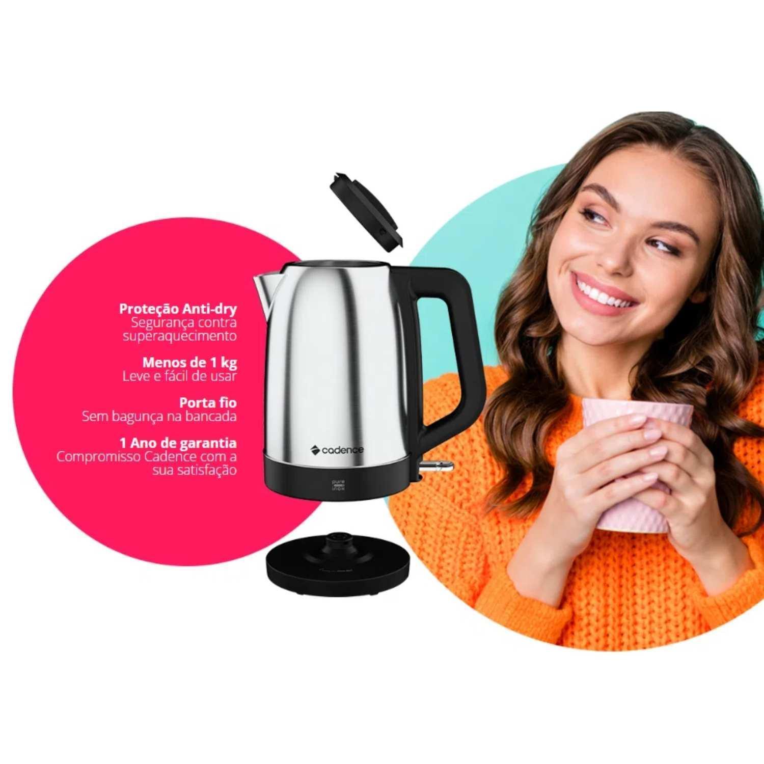 Miniatura Chaleira Elétrica Automática Inox 1,9L 110V/220V Água Café