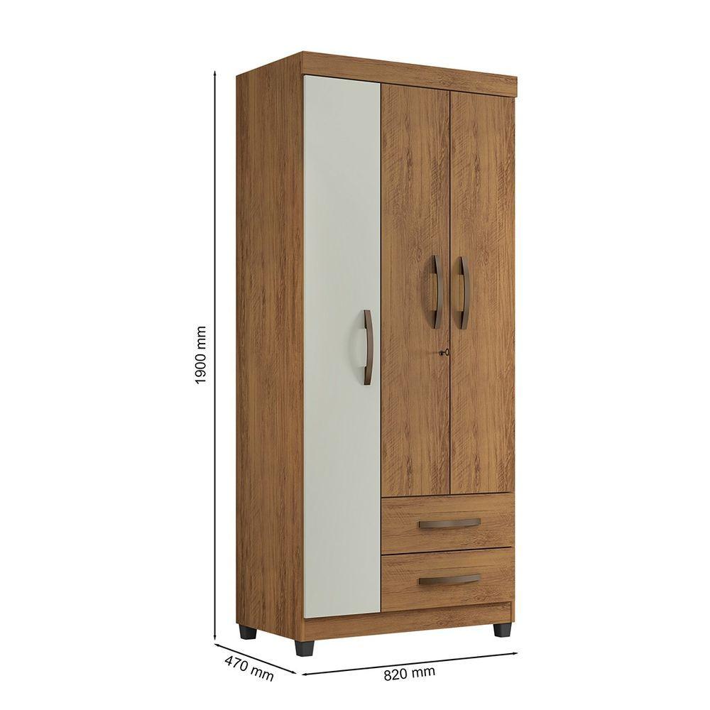 Miniatura Cômoda Com Roupeiro Grécia 2 Portas E 3 Gavetas L01 - Amarena Móveis Freijó/Cinza Cristal