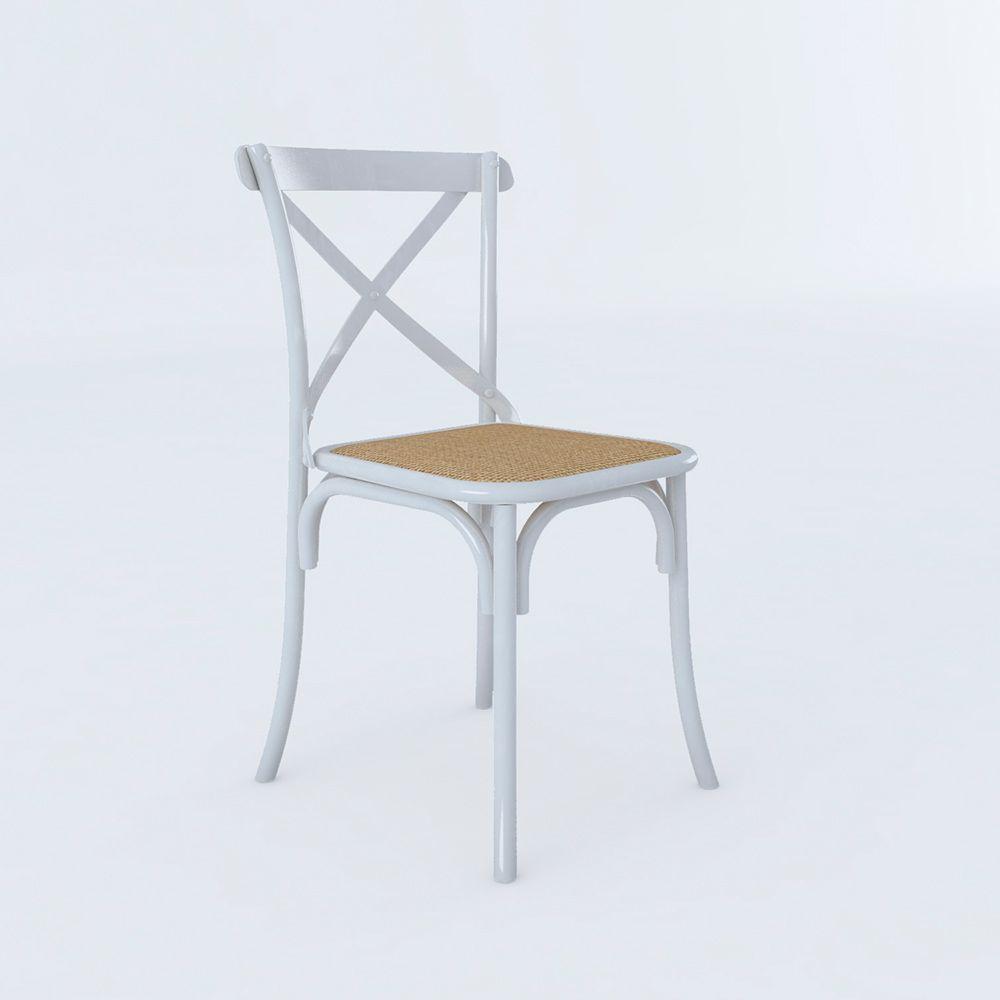 Miniatura Kit 4 Cadeiras Katrina X Branca Assento Bege Aço Asturias - Cor: Branco