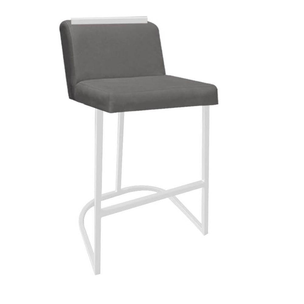Miniatura Banqueta Com Encosto Ninna Bistrô Cozinha Aplique Ferro Branco Sintético Cinza - Ahazzo Móveis