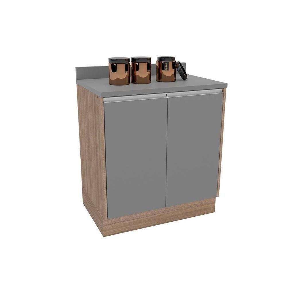 Miniatura Balcão De Cozinha Modulado Campanele Com 2 Portas 76cm Castanho Cinza Politorno