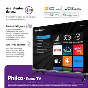Smart TV 43” FHD Philco P43KRA LED Roku TV HDR10 Dolby Audio