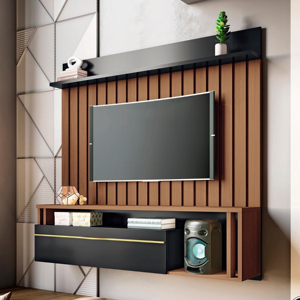 Miniatura Painel Tv 55 Pol 160cm Bancada Suspensa Elza H01 Off-castanho - Mpozenato