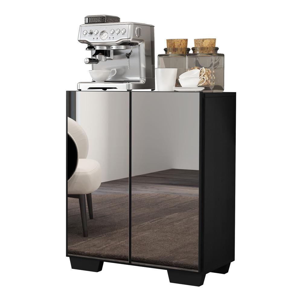 Aparador Buffet 2 Portas Com Espelho Vegas V3614 Preto