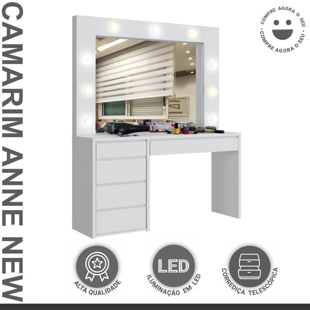 Miniatura Penteadeira Camarim 184 x 136cm Anne Branco Acetinado