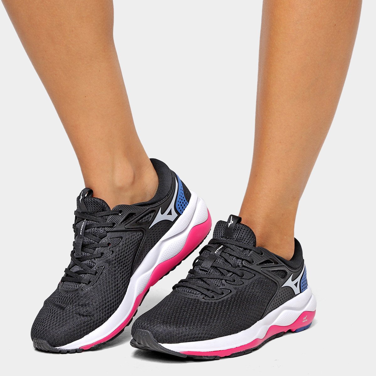 Miniatura Tênis Mizuno Wave Titan 2 Feminino Preto+Rosa - 34