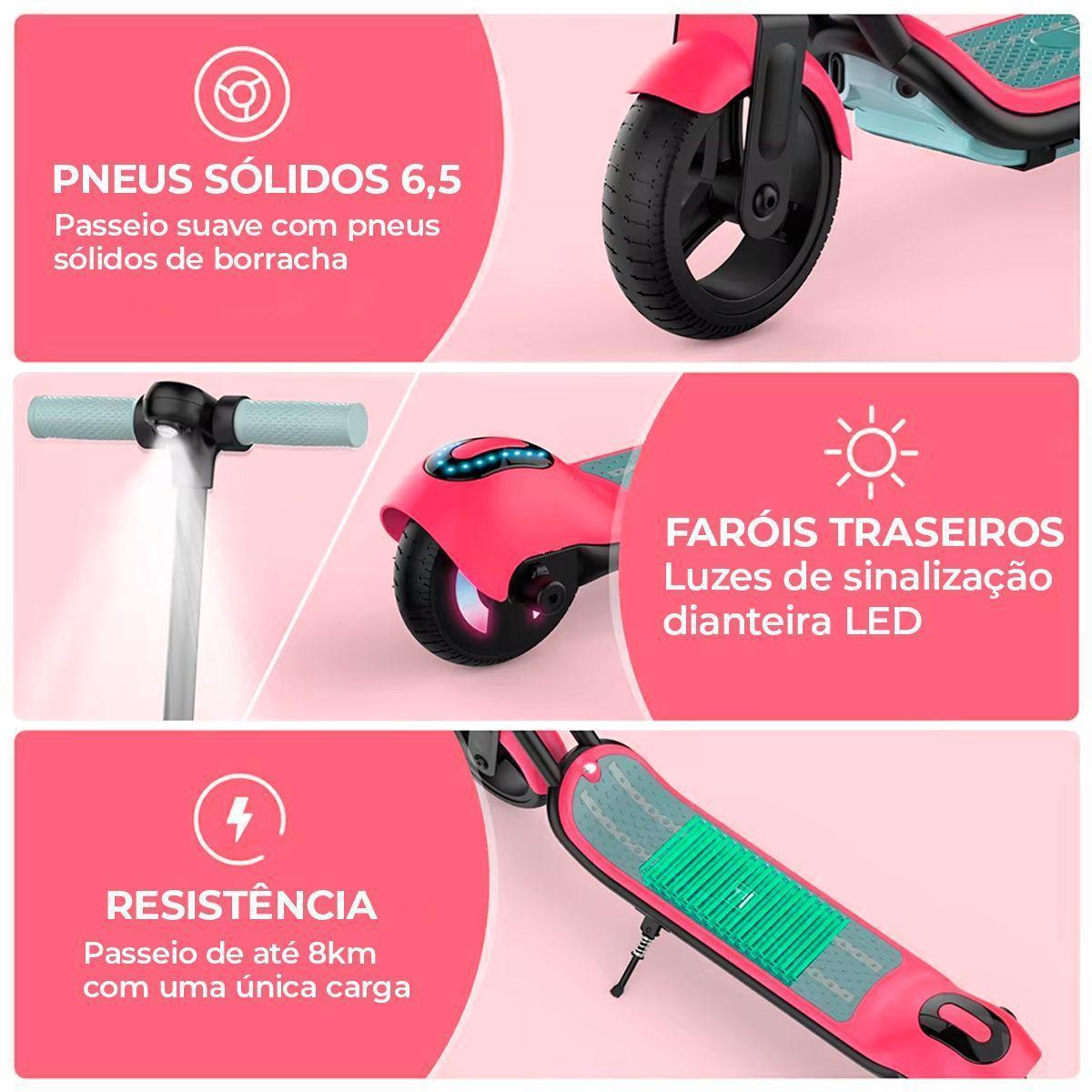 Patinete Elétrico Infantil Portátil Bluetooth Led Brinovar