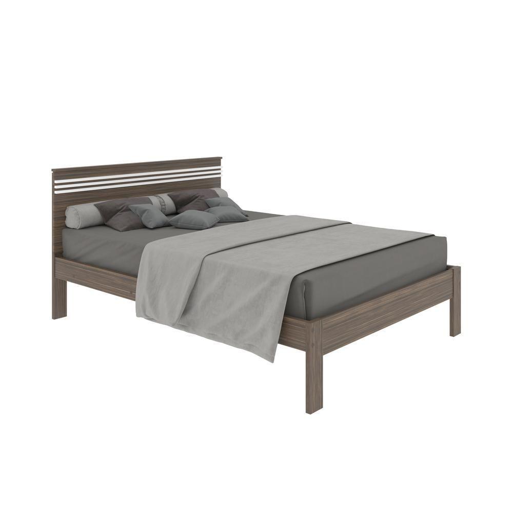 Cama De Casal Para Colchão 138 X 188 Cm Cr35013 Nogal/Branca