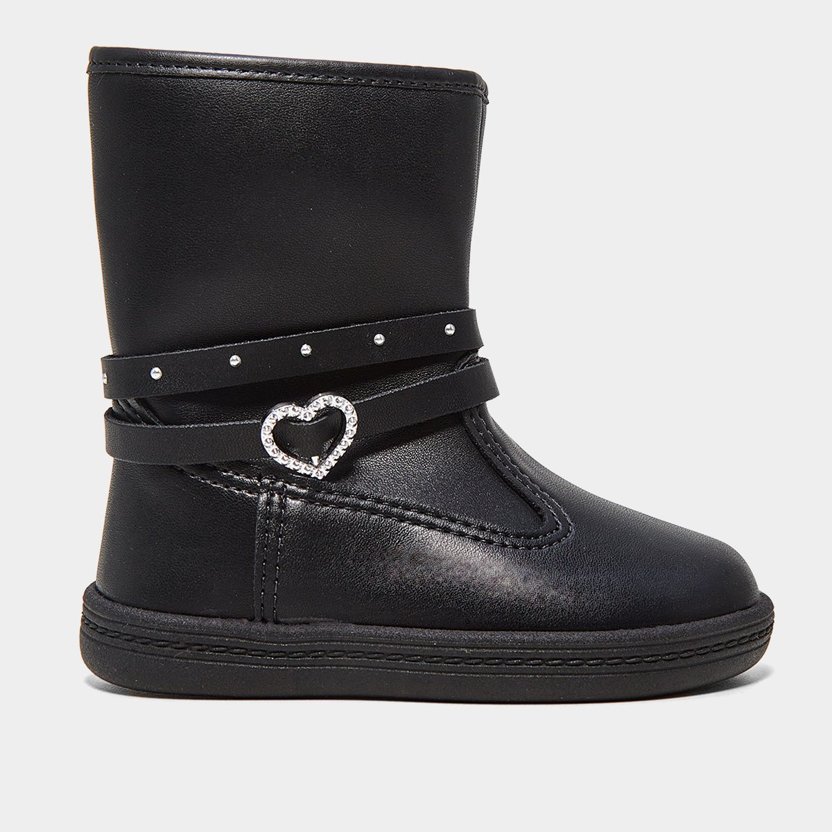 Miniatura Bota Infantil Molekinha Cano Médio 212721923580 Menina Preto - 20