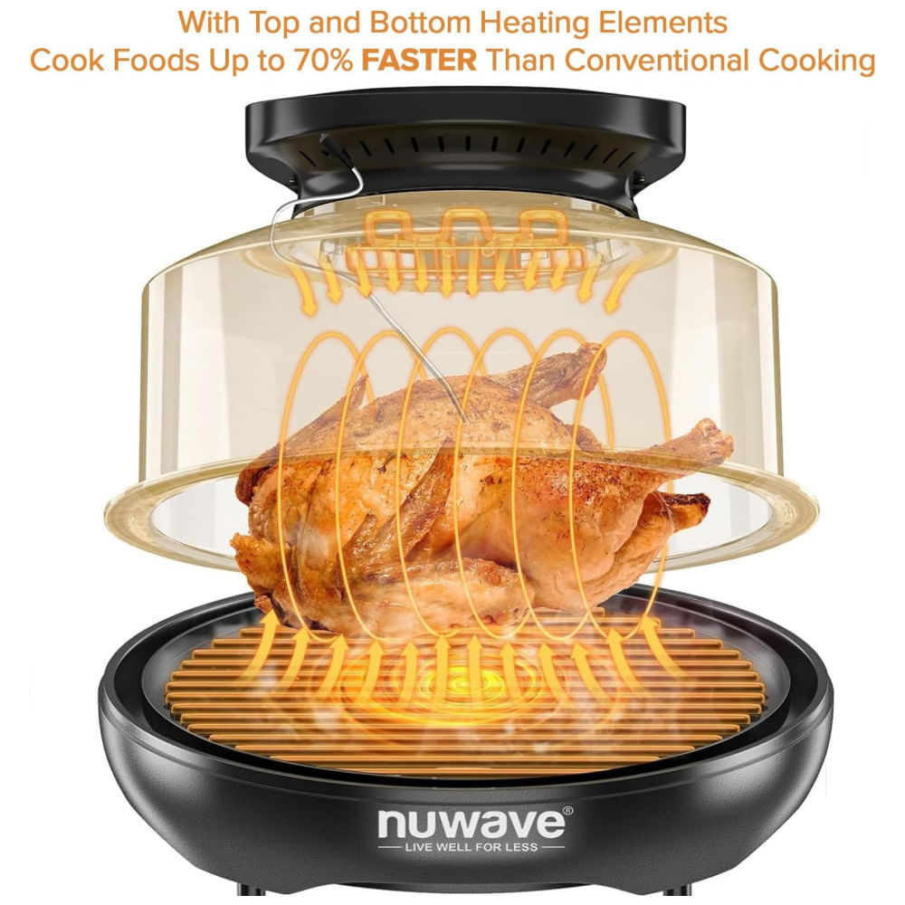 Miniatura Fritadeira Elétrica Air Fryer 4L com Grade Superior Aprimorada e Painel Digital, 1500W, Nuwave, Preta 110v