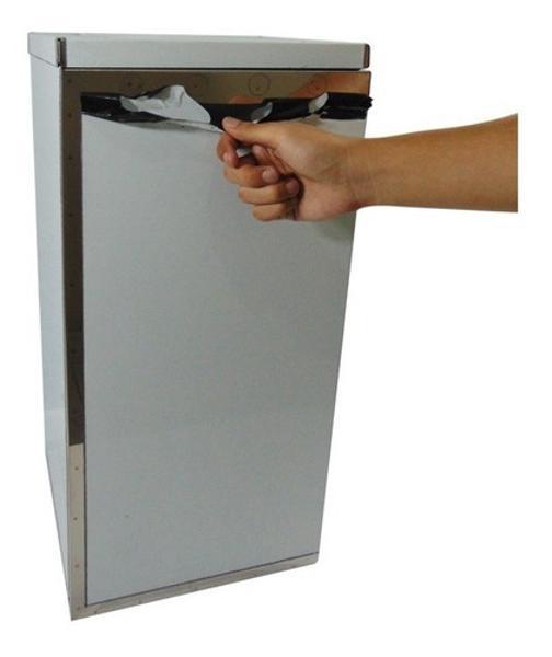 Miniatura Lixeira Quadrada Em Aço Inox Com Tampa Vai-Vem 36 L