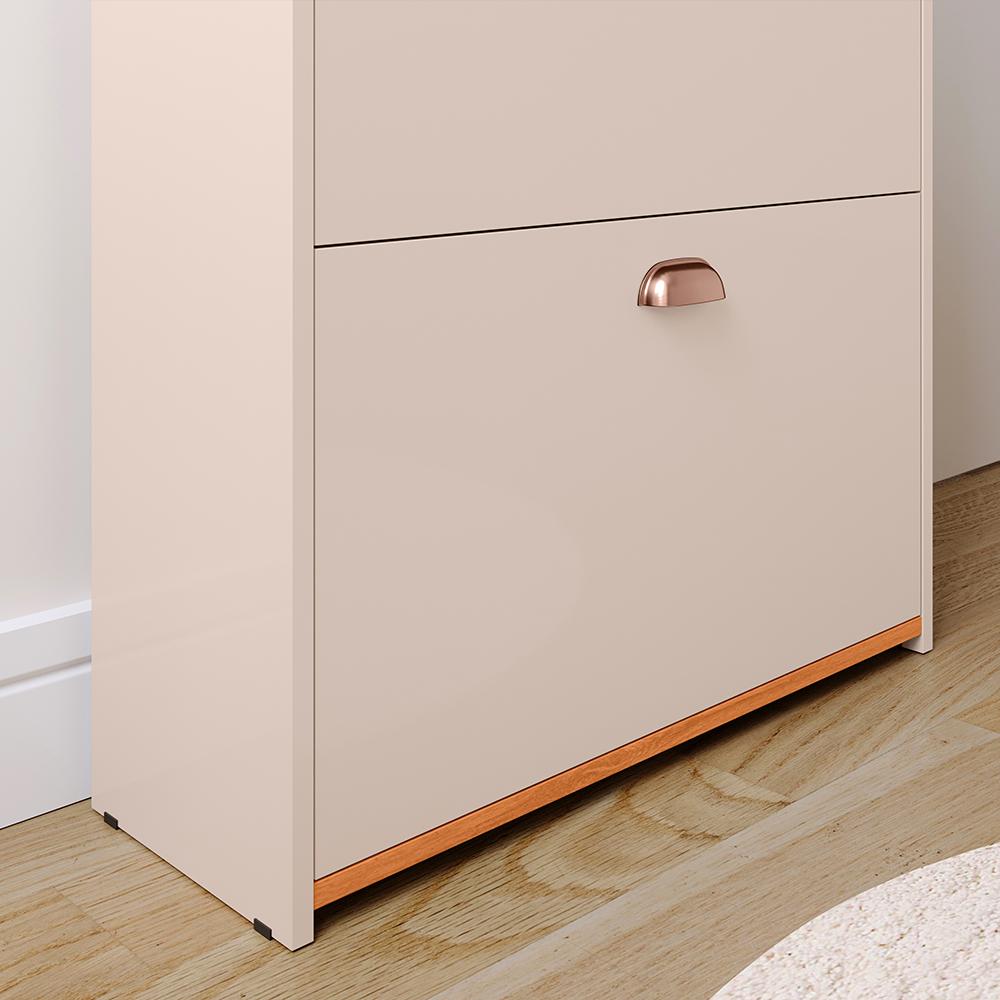 Miniatura Sapateira Closet Vertical Organizadora 12 Pares Calçados Unissex Prateleira 2 Andares Gavetas Basculante Off White/Cinamomo - Lojas RPM