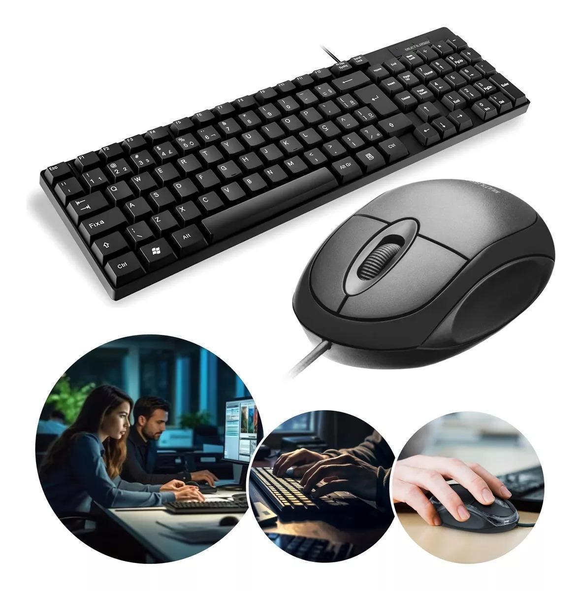 Miniatura Kit Teclado E Mouse Com Fio E Mousepad Multilaser