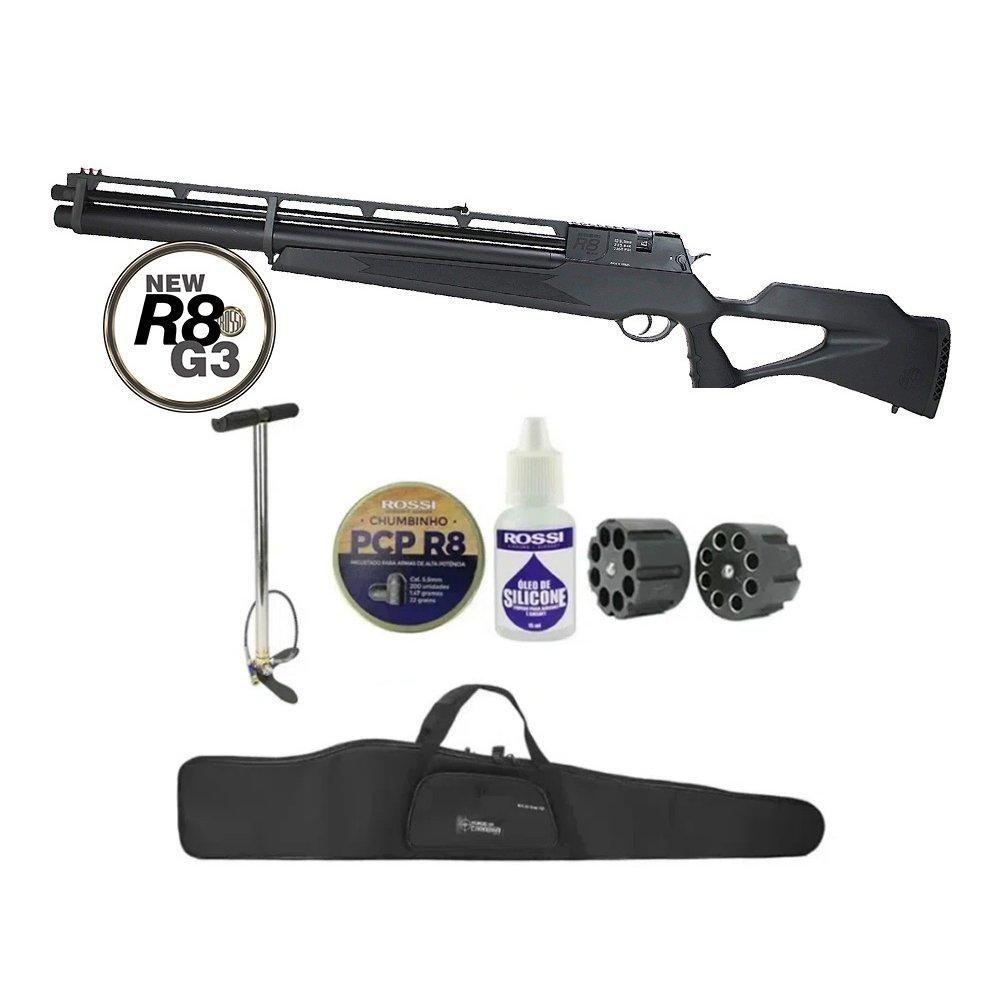 Carabina Pressão Pcp Rossi R8 G3 Black Std 5,5 Bomba Itens