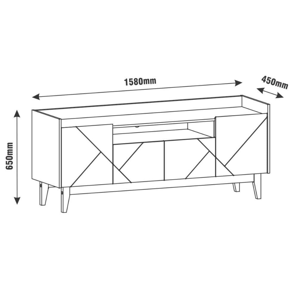 Miniatura Rack Ruby 4 Portas Com Nicho Central Off White/noce