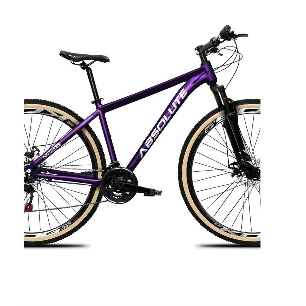 Miniatura Bicicleta Aro 29 Absolute Nero 5 Câmbios Shimano Deore/altus 27v Freio A Oléo Garfo C/trava Pneu C/faixa -roxo Tam.15