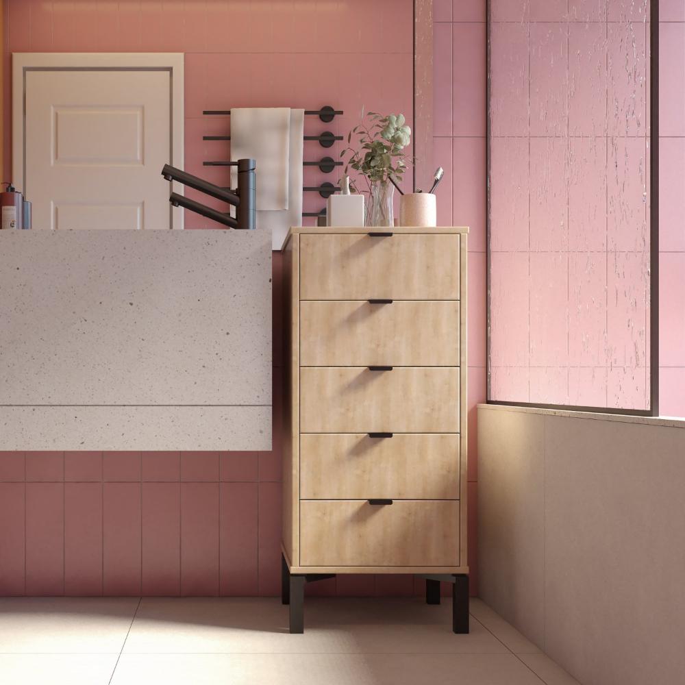 Miniatura Cômoda Falkk Queens 5 Gavetas 40cm Amadeirado