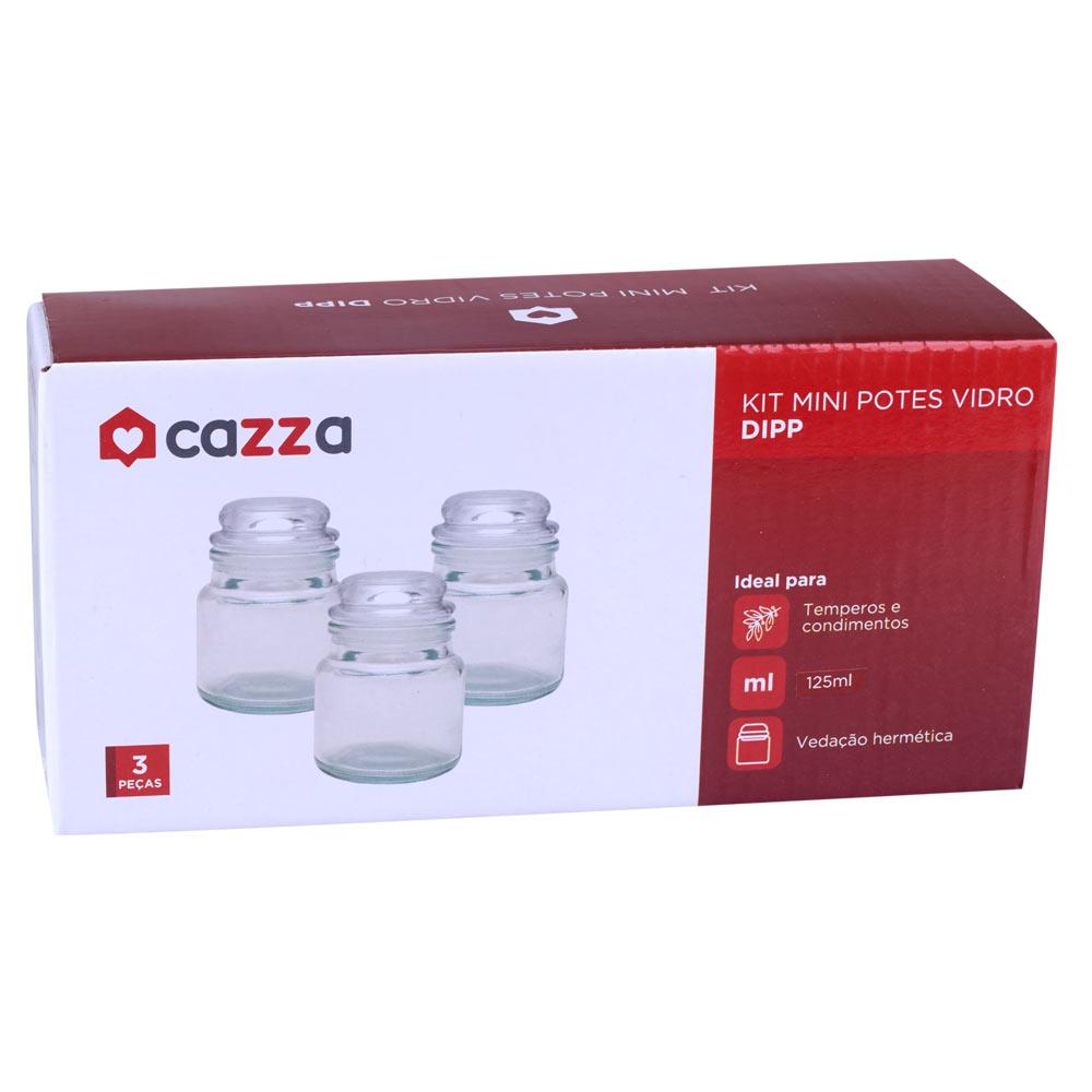 Miniatura Conjunto com 3 Potes Multi Vidro 200ml Dipp Cazza