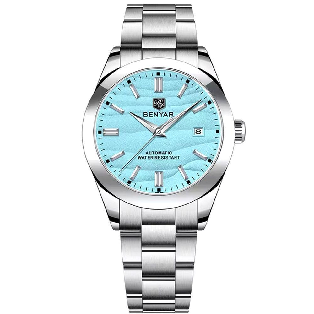 Miniatura Relógio Automático Masculino Desert Dial Design Em Aço Inoxidável Impermeavel Azul