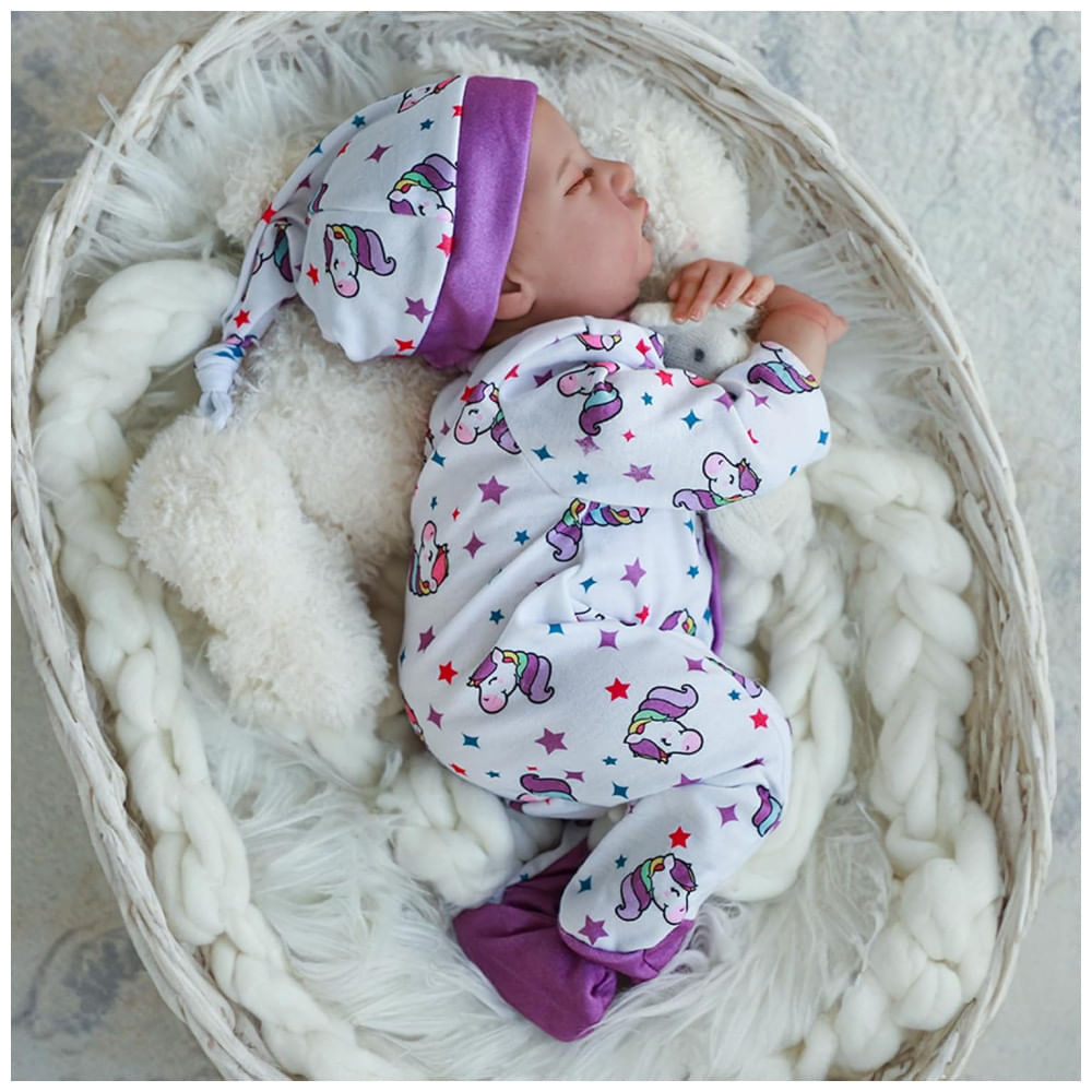 Bebê Recém-Nascido Newborn,Boneca Realista WOOROY, Bebê Reborn de 45 cm com Corpo Completo de Vinil, Menina com Silicone, Detalhes Anatômicos,
