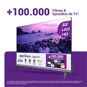 Miniatura Smart TV 32" HD Britânia B32KRA Roku TV Wi-Fi Dolby Audio